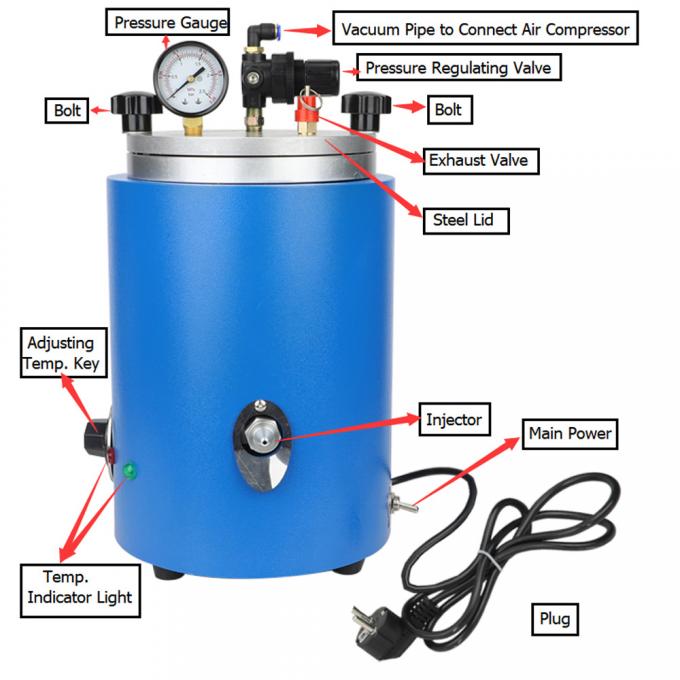 Χειροκίνητος έλεγχος 5,5LB Tank Wax Injector For Jewellery 500W 1